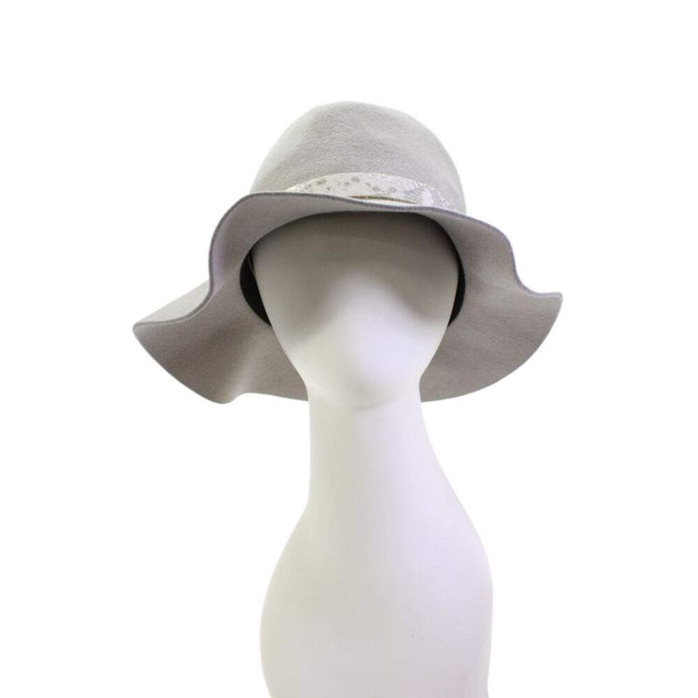 Rag & Bone Womens Wool Banded Wide Brim Fedora Hat Gray Size M